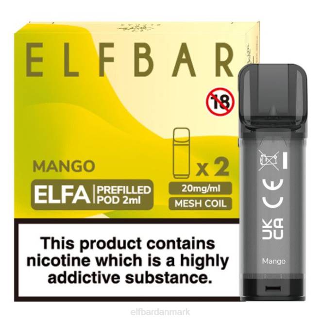 elfbar elfa fyldt pod - 2ml - 20mg (2 pakke) Z0FV118 mango