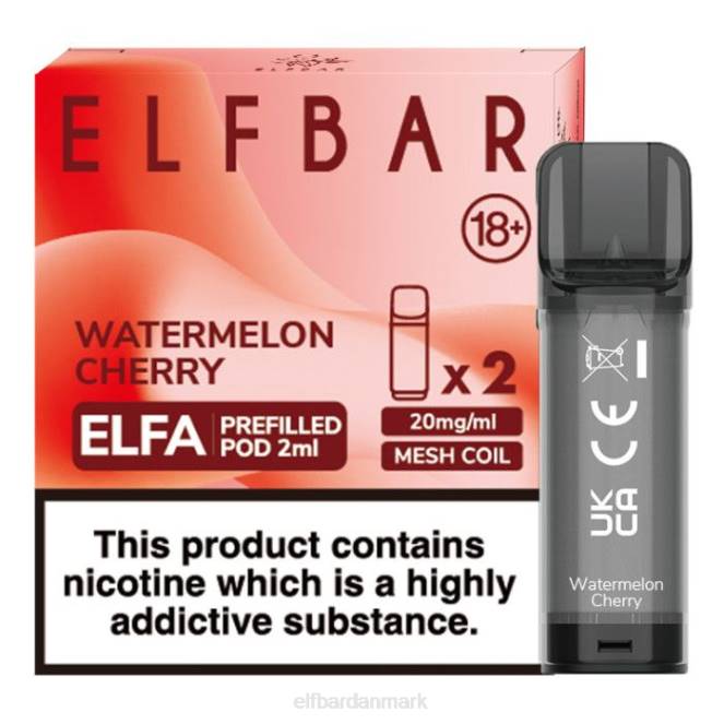 elfbar elfa fyldt pod - 2ml - 20mg (2 pakke) Z0FV121 vandmelon kirsebær