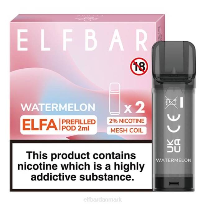 elfbar elfa fyldt pod - 2ml - 20mg (2 pakke) Z0FV122 hindbær vandmelon