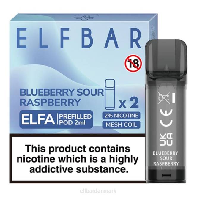 elfbar elfa fyldt pod - 2ml - 20mg (2 pakke) Z0FV122 hindbær vandmelon