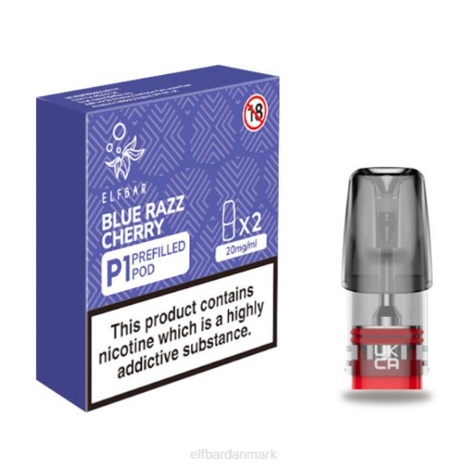 elfbar mate 500 p1 færdigfyldte bælg - 20 mg (2 pakke) blå razz kirsebær Z0FV165