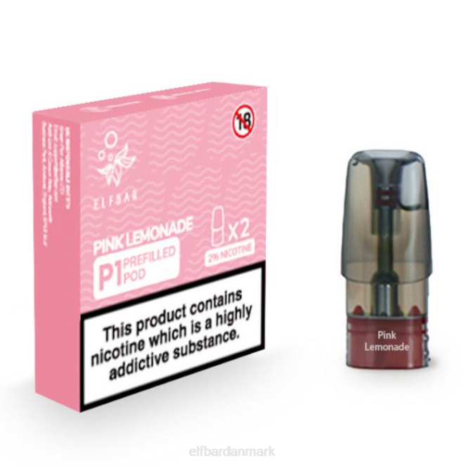 elfbar mate 500 p1 færdigfyldte bælg - 20mg (2 pakke) Z0FV150 lyserød limonade