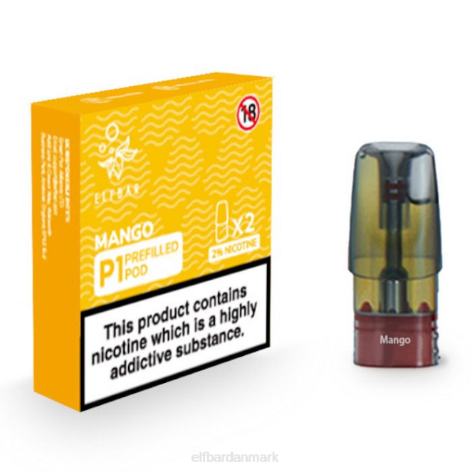 elfbar mate 500 p1 færdigfyldte bælg - 20mg (2 pakke) Z0FV153 mango