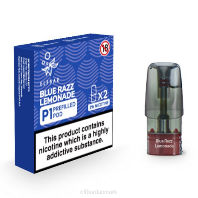 elfbar mate 500 p1 færdigfyldte bælg - 20mg (2 pakke) Z0FV154 blå razz limonade