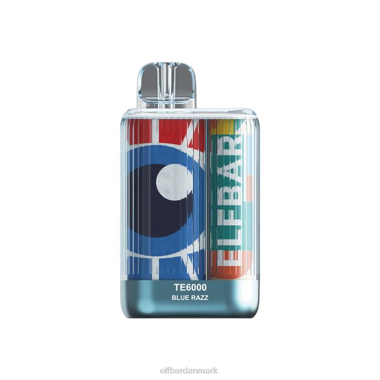 ELFBAR bedste smag engangs vape te6000 blue razz ice D46T24 blå razz is