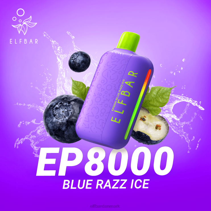 ELFBAR engangs vape nye ep8000 puffs D46T65 blå razz is