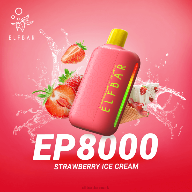ELFBAR engangs vape nye ep8000 puffs D46T75 jordbær is