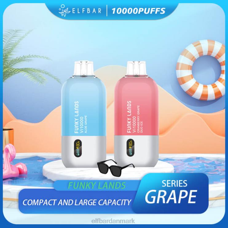 ELFBAR funky lands best flavor engangs vape vi10000 drue serie D46T150 tranebær drue duo is