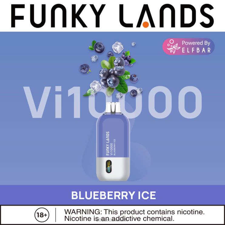 ELFBAR funky lands best flavor engangs vape vi10000 iced serie D46T151 blåbæris