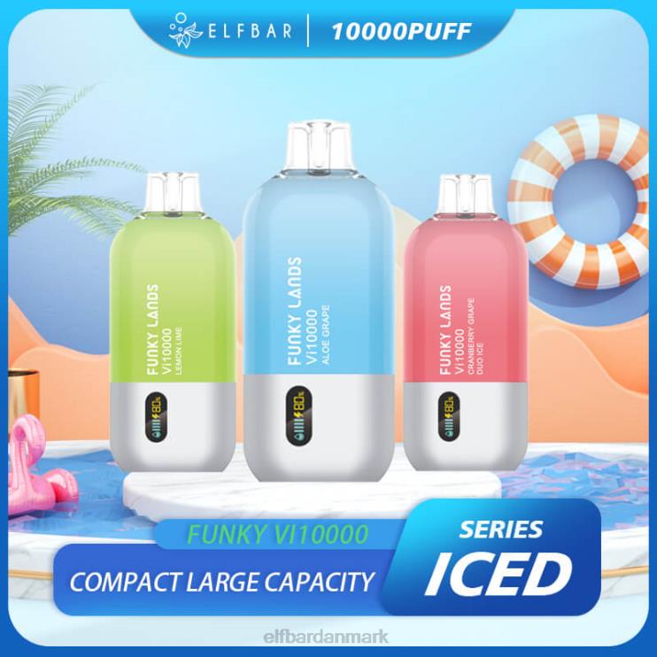 ELFBAR funky lands best flavor engangs vape vi10000 iced serie D46T151 blåbæris