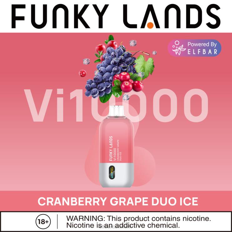 ELFBAR funky lands best flavor engangs vape vi10000 iced serie D46T156 tranebær drue duo is
