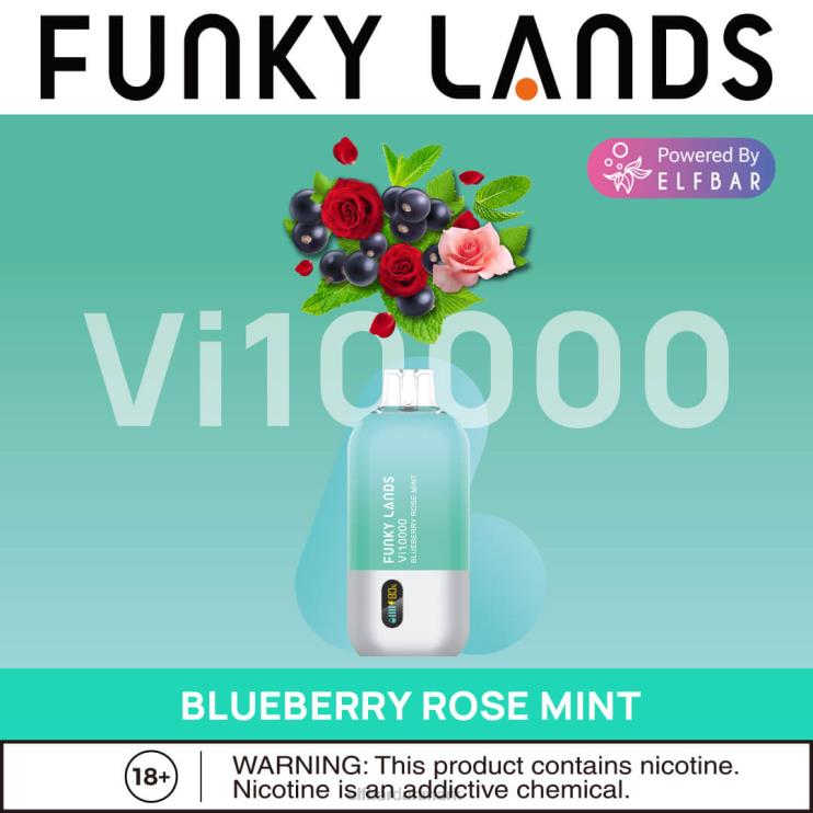 ELFBAR funky lands engangs vape vi10000 puffs D46T163 blåbær rose mynte
