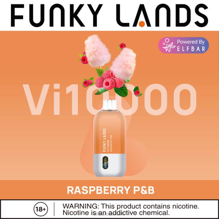 ELFBAR funky lands engangs vape vi10000 puffs D46T167 hindbær p&b